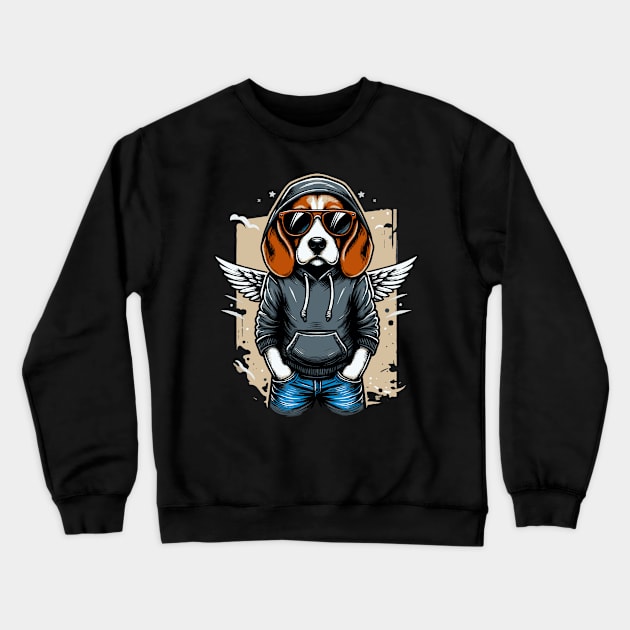 Beagle With Sunglasses Crewneck Sweatshirt by Graceful Designs